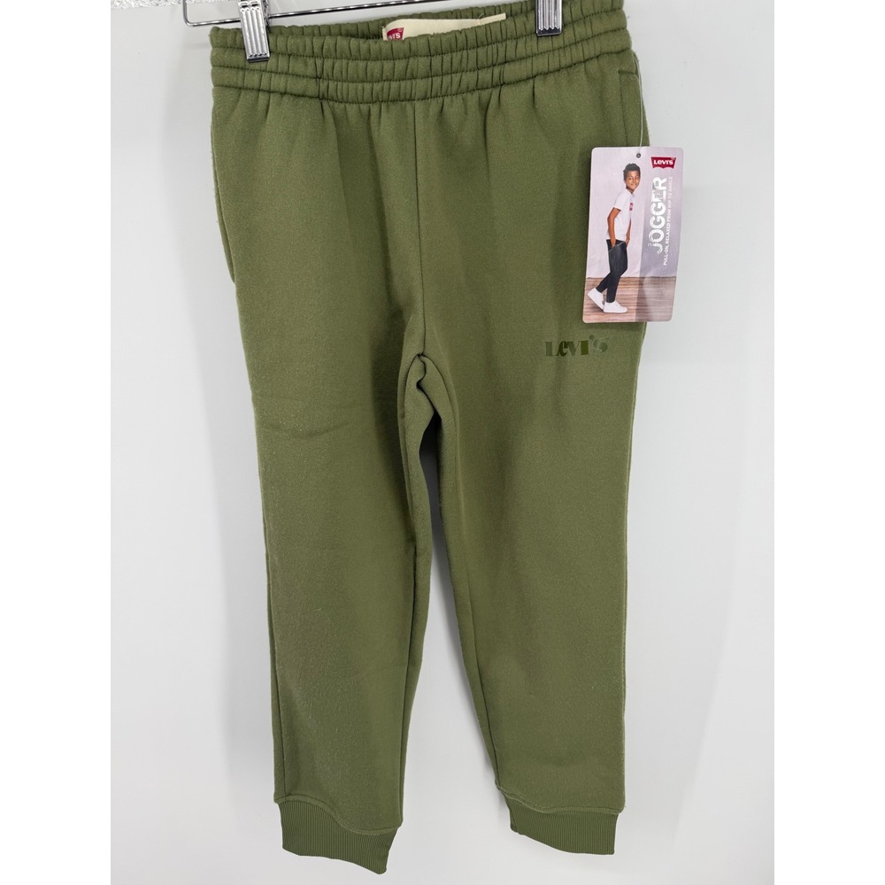 Levis Boys Jogger Sweatpants Olive Green Fleece Pants Size Small NWT READ